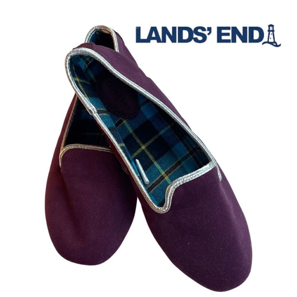 Land’s End Women's Suede Flannel Lined Slippers Size 9